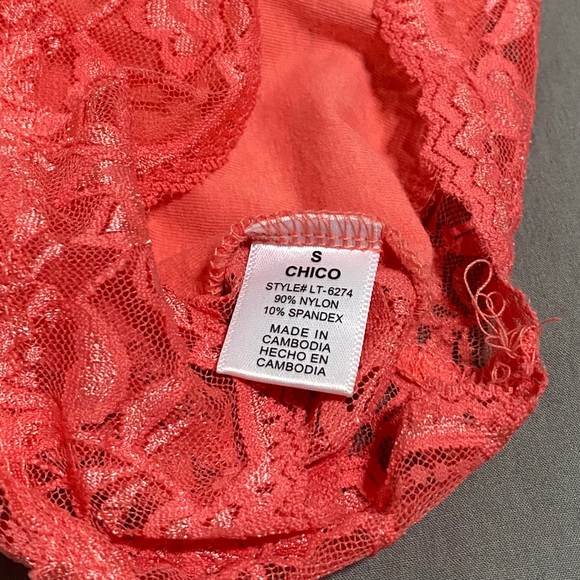 Cropped Lacy Tank Top, Pink-Orange, Small - Picture 5 of 5